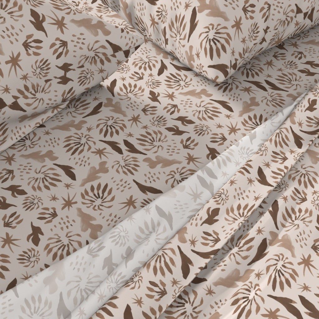 Firewheel Tree bed sheet set in cream by Jay Dee Dearness