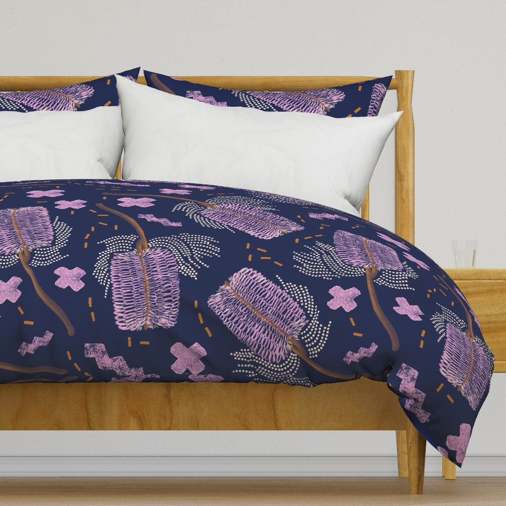 Pink and Purple Banksia Large Pattern Duvet Cover