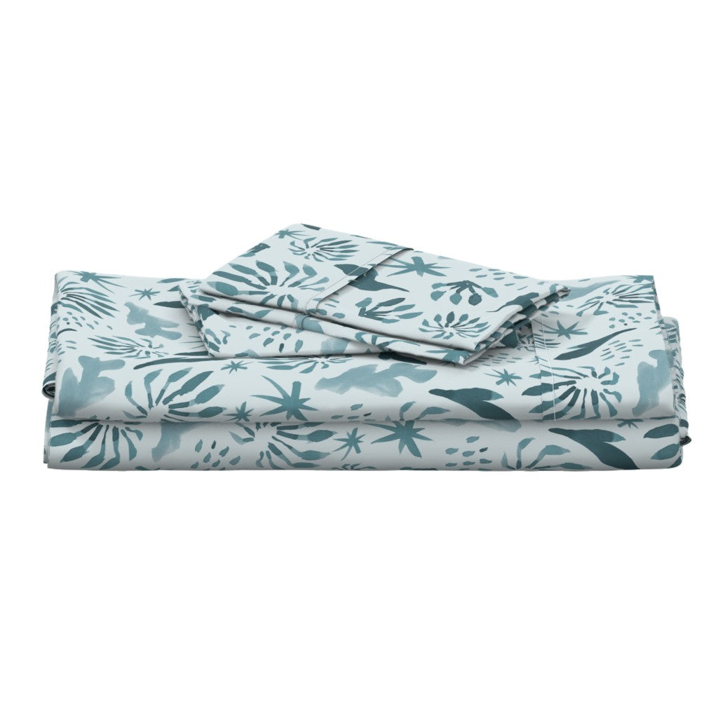 Firewheel Tree bed sheet set in blue by Jay Dee Dearness