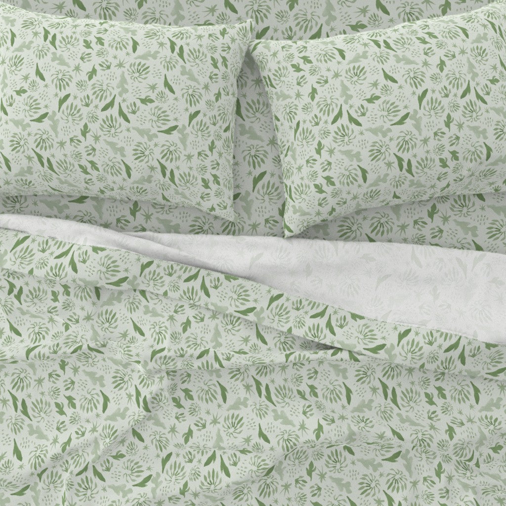 Firewheel Tree bed sheet set in green by Jay Dee Dearness