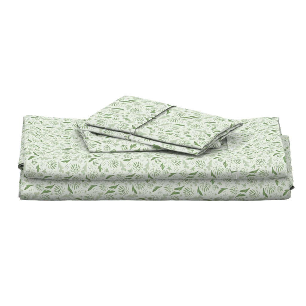 Firewheel Tree bed sheet set in green by Jay Dee Dearness