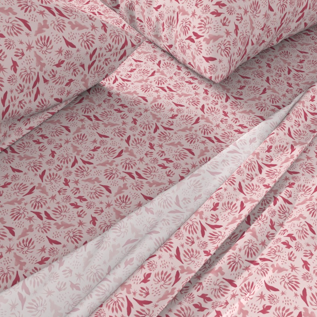 Firewheel Tree bed sheet set in pink by Jay Dee Dearness