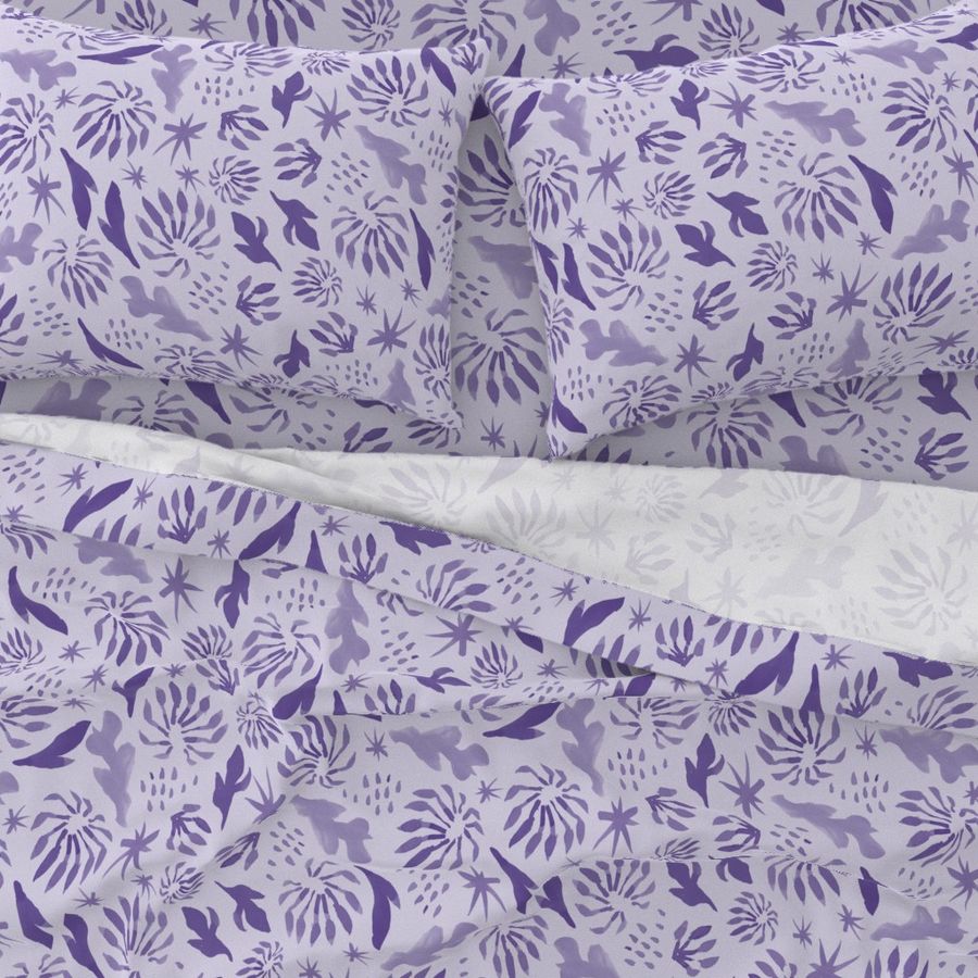 Firewheel Tree bed sheet set in purple by Jay Dee Dearness