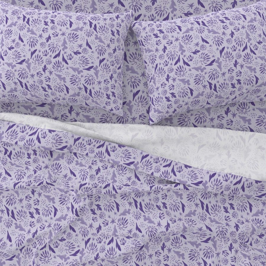 Firewheel Tree bed sheet set in purple by Jay Dee Dearness