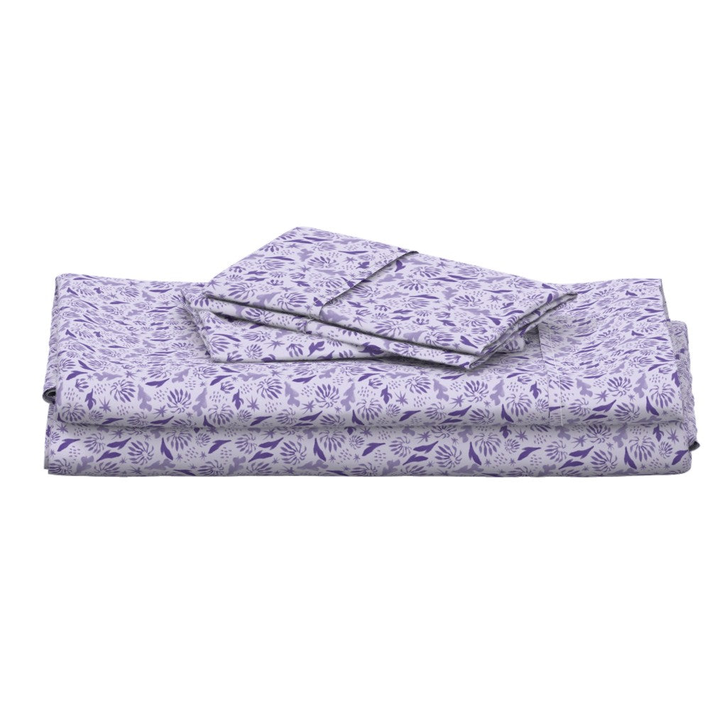 Firewheel Tree bed sheet set in purple by Jay Dee Dearness