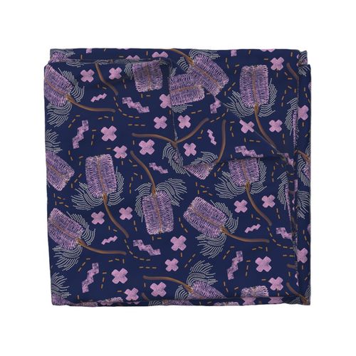 pink and purple banksia medium pattern duvet cover
